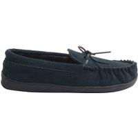 Mokkers Men's Adie Suede Moccasin Slippers in Navy | Size: 11