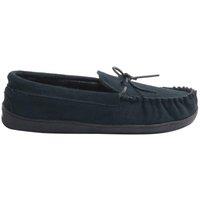 Mokkers Men's Adie Suede Moccasin Slippers in Navy | Size: 10