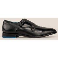 Oswin Hyde Men's Hadley Leather Monk Strap Shoes in Black | Size: 10