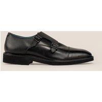 Oswin Hyde Men's Garson Leather Monk Strap Shoes in Black | Size: 9