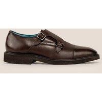 Oswin Hyde Men's Garson Leather Monk Strap Shoes in Brown | Size: 11