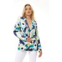 Liquorish Women's Multicolour Abstract print blazer jacket | Size: 14