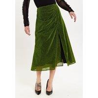 House of Holland Women's Gathered Midi Skirt in Green | Size: 8