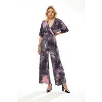 Liquorish Women's Jumpsuit In Grey & Pink Tie Dye | Size: 16