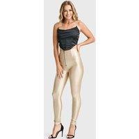 Freddy Women's WR.UP Faux Leather Super High Waisted Full Length Trousers in Gold | Size: Small