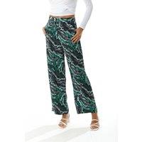 Liquorish Women's Abstract Print Trousers in Black | Size: 10