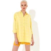 House of Holland Women's Jacquard Check Oversized Shirt in Yellow | Size: Medium/Large