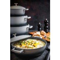 MasterClass Women's Shallow Ombre Grey 4 Litre Casserole Dish with Lid