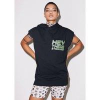 House of Holland Women's Hey There' Longline Sleeveless Hoodie in Black | Size: XS