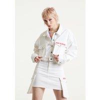 House of Holland Women's Bulldog Embroidered White Denim Jacket | Size: 12