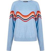 House of Holland Women's Wavy Peace Cut Out Jumper (Blue) in Blue | Size: Medium/Large