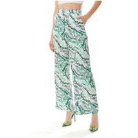 Liquorish Women's Abstract Print Trousers in White | Size: 10