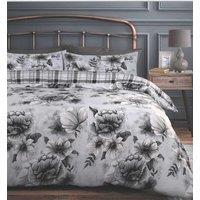 Velosso Cassia Floral Duvet Cover Set in Grey | Size: Double
