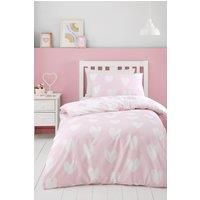 Catherine Lansfield 'Brushed Cotton Hearts' Reversible Duvet Cover Set in Pink | Size: Single