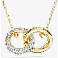 Swarovski Women's Dextera White Interlocking Loop Gold Tone Plated Necklace 5668820 | Size: Adjustable