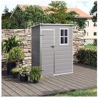 5 x 3 ft Pent Plastic Shed Garden Storage Shed with Floor and Window,Grey