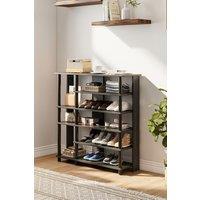Living and Home 6-Layer Open-Style Wood Shoe Rack in Black