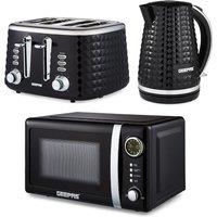 Geepas Argyle Kettle & Toaster Set with 20L Digital Microwave in Black