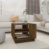 Berkfield Home Coffee Table Smoked Oak 55x55x43 cm Engineered Wood in Brown | Size: 55 x 55 x 43 cm