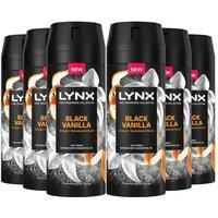 Lynx Men's Fine Fragrance Black Vanilla Deo 'Body Spray' 150ml, 6 Pack in Orange