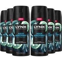 Lynx Men's Fine Fragrance Aqua Bergamot Deo 'Body Spray' 150ml, 6 Pack in Green