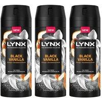 Lynx Men's Fine Fragrance Black Vanilla Deo 'Body Spray'150ml, 3 Pack in Orange