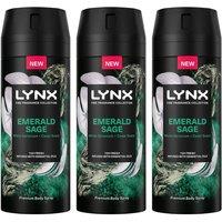 Lynx Men's Fine Fragrance Emerald Sage Deo 'Body Spray' 150ml, 3 Pack in Green