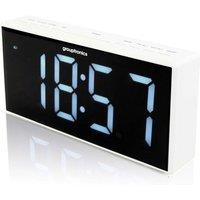 Denver Large Digit Digital Alarm Clock Radio - Mains Powered, 9" Display, Brightness Control in White