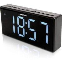 Denver Large Digit Digital Alarm Clock Radio - Mains Powered, 9" Display, Brightness Control in Black
