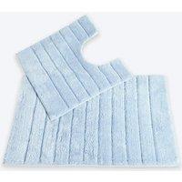 Allure Bath Fashions Ribbed Two Piece Bath Mat & Toilet Mat Set in Baby Blue
