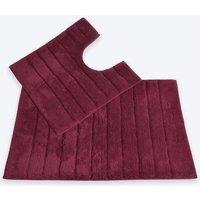 Allure Bath Fashions Ribbed Two Piece Bath Mat & Toilet Mat Set in Maroon