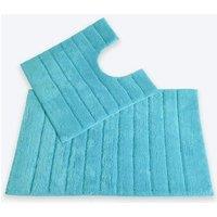 Allure Bath Fashions Ribbed Two Piece Bath Mat & Toilet Mat Set in Turquoise