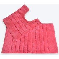 Allure Bath Fashions Ribbed Two Piece Bath Mat & Toilet Mat Set in Cerise