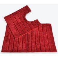 Allure Bath Fashions Ribbed Two Piece Bath Mat & Toilet Mat Set in Red