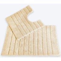 Allure Bath Fashions Ribbed Two Piece Bath Mat & Toilet Mat Set in Beige