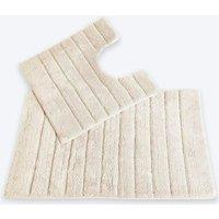 Allure Bath Fashions Ribbed Two Piece Bath Mat & Toilet Mat Set in Cream