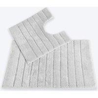 Allure Bath Fashions Ribbed Two Piece Bath Mat & Toilet Mat Set in Light Grey