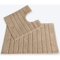 Allure Bath Fashions Ribbed Two Piece Bath Mat & Toilet Mat Set in Brown