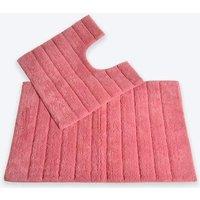 Allure Bath Fashions Ribbed Two Piece Bath Mat & Toilet Mat Set in Rose