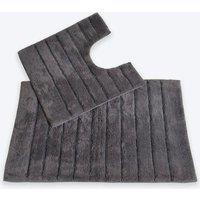 Allure Bath Fashions Ribbed Two Piece Bath Mat & Toilet Mat Set in Charcoal