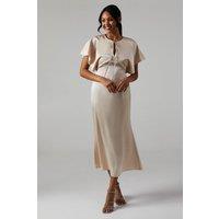 Oasis Women's Satin Halter Bridesmaid Maxi Dress in Champagne | Size: 10