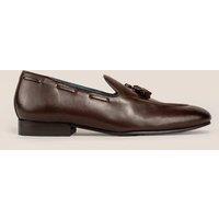 Oswin Hyde Men's Alvin Leather Tassel Loafer in Dark Brown | Size: 12