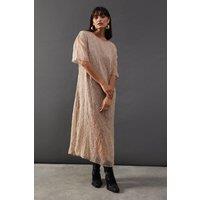 Warehouse Women's Premium Tissue Organza Midaxi T-Shirt Dress in Khaki | Size: 12