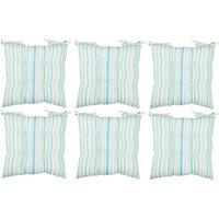 Dibor Set of 6 Blue Striped Cotton Garden Cushion Furniture Dining Chair Seat Pads L40cm x W40cm | Size: 40 cm x 40 cm