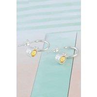 Otis Jaxon London Women's Citrine Sterling Silver November Birthstone Huggie Hoop Earrings