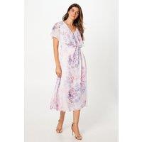 Wallis Women's Printed Cape Sleeve Wrap Midaxi Chiffon Dress | Size: 12