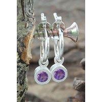 Otis Jaxon London Women's Amethyst Sterling Silver November Birthstone Huggie Hoop Earrings