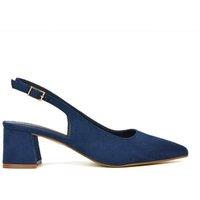 XY London Women's 'Devon' Court Shoe Block Heels With Slingback in Navy | Size: 8