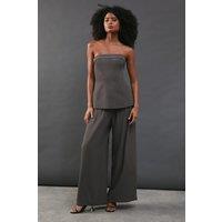 Drape Pleat Detail Wide Leg Trouser