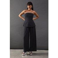 Drape Pleat Detail Wide Leg Trouser